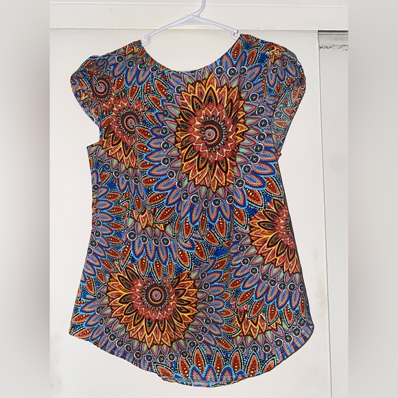 Psychedelic Floral Patterned Blouse Size M - Picture 3 of 4